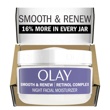 Olay Smooth & Renew Retinol Face Moisturizer, 2 Oz Fragrance Free Night Cream For Fine Lines And Wrinkles With Retinoid Complex, Recyclable Eco Jar Packaging, Value Size