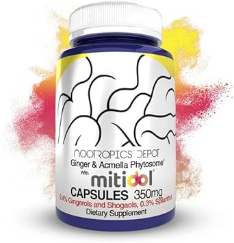 Nootropics Depot Ginger & Acmella Phytosome Capsules | 350mg | Mitidol | Gingerols, Shogaols, & Spilanthol | Metabolic Support | 30 Count