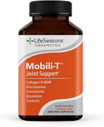 LifeSeasons Mobili-T - Joint Support Supplement - Glucosamine Chondroitin MSM Collagen Bromelain & Turmeric - Reduce Inflammation & Aches - Increase Range of Motion & Mobility - 208 Capsules