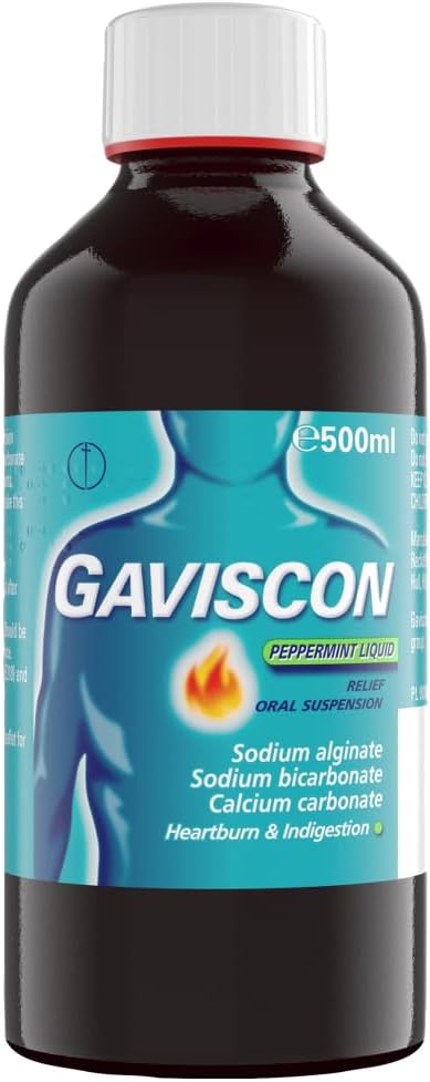 Gaviscon Peppermint Liquid 500 ml - Fast-Acting Heartburn, Indigestion, Acid Reflux, and Nausea Relief - Digestive Health, Long-Lasting Antacid, Pregnancy Safe : Amazon.co.uk: Health & Personal Care