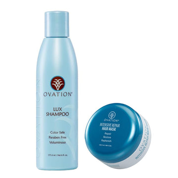 Ovation Hair Lux Soothing Cleanse & Repair Bundle - 6 Oz Shampoo, Protein Mask For Hydrated, Soft, Shiny Hair