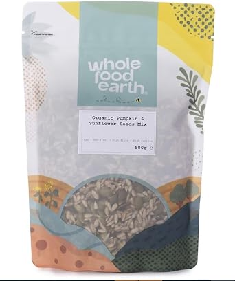 Wholefood Earth Organic Pumpkin & Sunflower Seeds Mix 500G Raw | Gmo Free | Vegan | High Fibre | High Protein | Certified Organic