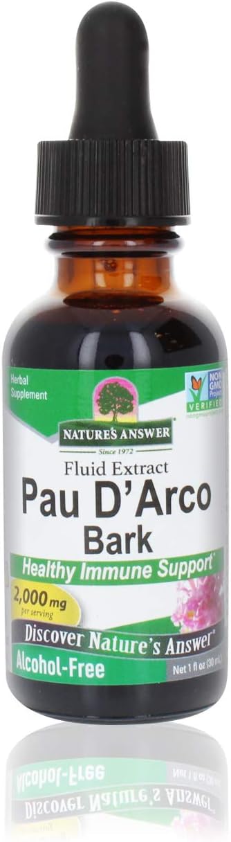 Nature'S Answer Alcohol-Free Pau D'Arco Inner Bark 2000Mg 1 Extract | Supports Healthy Immune System | Helps Maintain Intestinal Ora | Gluten-Free, Kosher Certified | Single Count