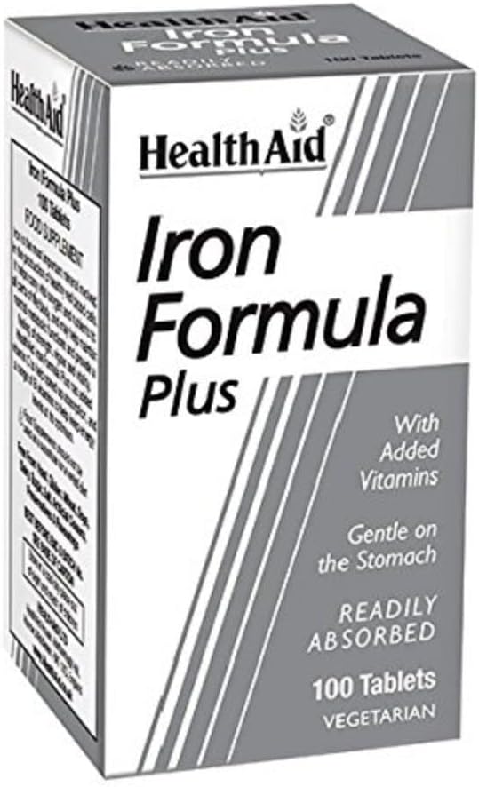 Healthaid Iron Formula Plus - 100 Count (Pack Of 1) Vegetarian Tablets
