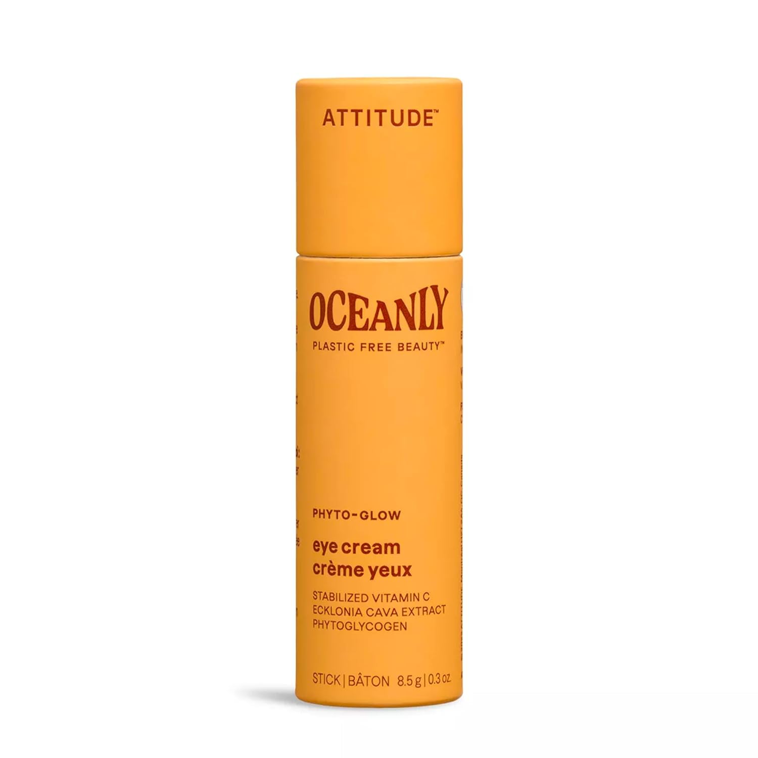 Attitude Oceanly Eye Cream Stick, Ewg Verified, Plastic-Free, Plant And Mineral-Based Ingredients, Vegan And Cruelty-Free Beauty Products, Phyto Glow, Unscented, 0.3 Ounce