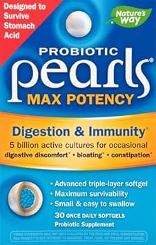 Nature'S Way Max Potency Probiotic Pearls For Men And Women, Supports Digestive, Immune, Colon Health*, 5 Billion Live Cultures, No Refrigeration Required, 30 Softgels (Packaging May Vary) (Pack Of 2)