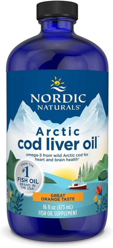 Nordic Naturals Arctic Cod Liver Oil, Orange - 16 oz - 1060 mg Total Omega-3s with EPA & DHA - Heart & Brain Health, Healthy Immunity, Overall Wellness - Non-GMO - 96 Servings