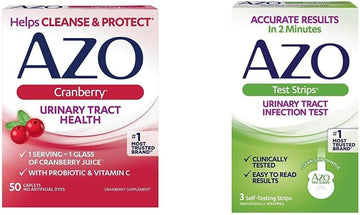 Azo Cranberry Urinary Tract Health Supplement, 1 Serving = 1 Glass Of Cranberry Juice, 50 Tablets + Urinary Tract Infection (Uti) Test Strips, Accurate Results In 2 Minutes, Clinically Tested, 3 Count