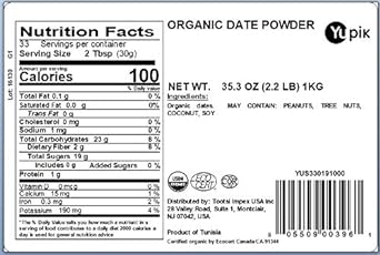 Yupik Organic Ground Date Powder (Meal), 2.2 lb, Non-GMO, Vegan, Gluten-Free