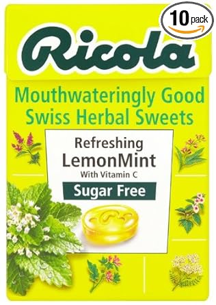 Ricola Lemon Mint Sugar Free Swiss Herb Drops 45 g (Pack of 10)