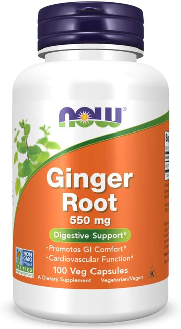 Now Foods Supplements, Ginger Root (Zingiber Officinale) 550 Mg, Digestive Support*, 100 Veg Capsules