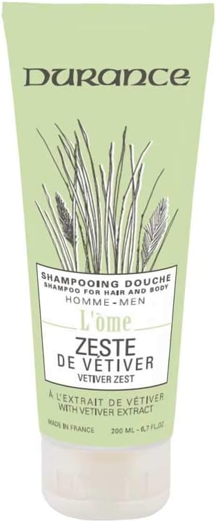 Durance L'Ome Hair & Body Shampoo For Men, 200Ml – Men’S Shampoo With Vetiver Zest Extract – Body Wash For Men - Cleanses Without Damaging The Skin, Leaves Hair Soft & Shiny