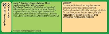 Bassetts Vitamins Adult Apple and Raspberry Flavour Vitamin D 30 Gummy Pastilles : Amazon.co.uk: Health & Personal Care