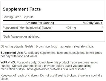 Swanson Full Spectrum Peppermint Leaf 400 Milligrams 120 Capsules