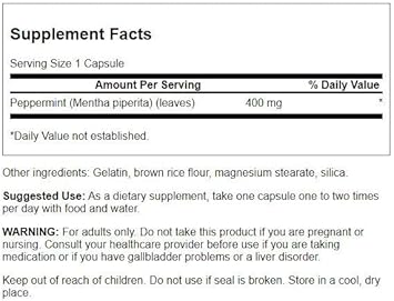Swanson Full Spectrum Peppermint Leaf 400 Milligrams 120 Capsules (3 Pack)