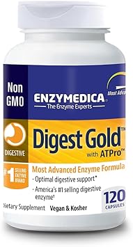 Enzymedica Digest Gold + Atpro, Maximum Strength Enzyme Formula, 14 Key Enzymes Including Amylase, Protease, Lipase And Lactase, 120 Capsules