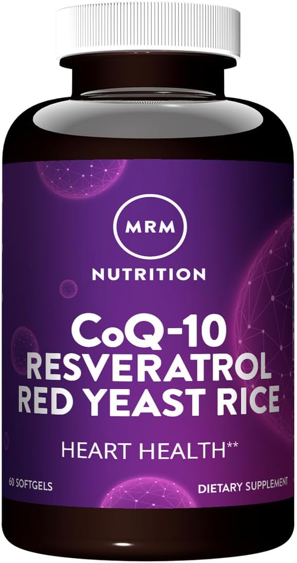 Mrm Nutrition Coq-10 Resveratrol Red Yeast Rice | Heart Health | Powerful Antioxidants | Healthy Aging | Gluten-Free | 30 Servings