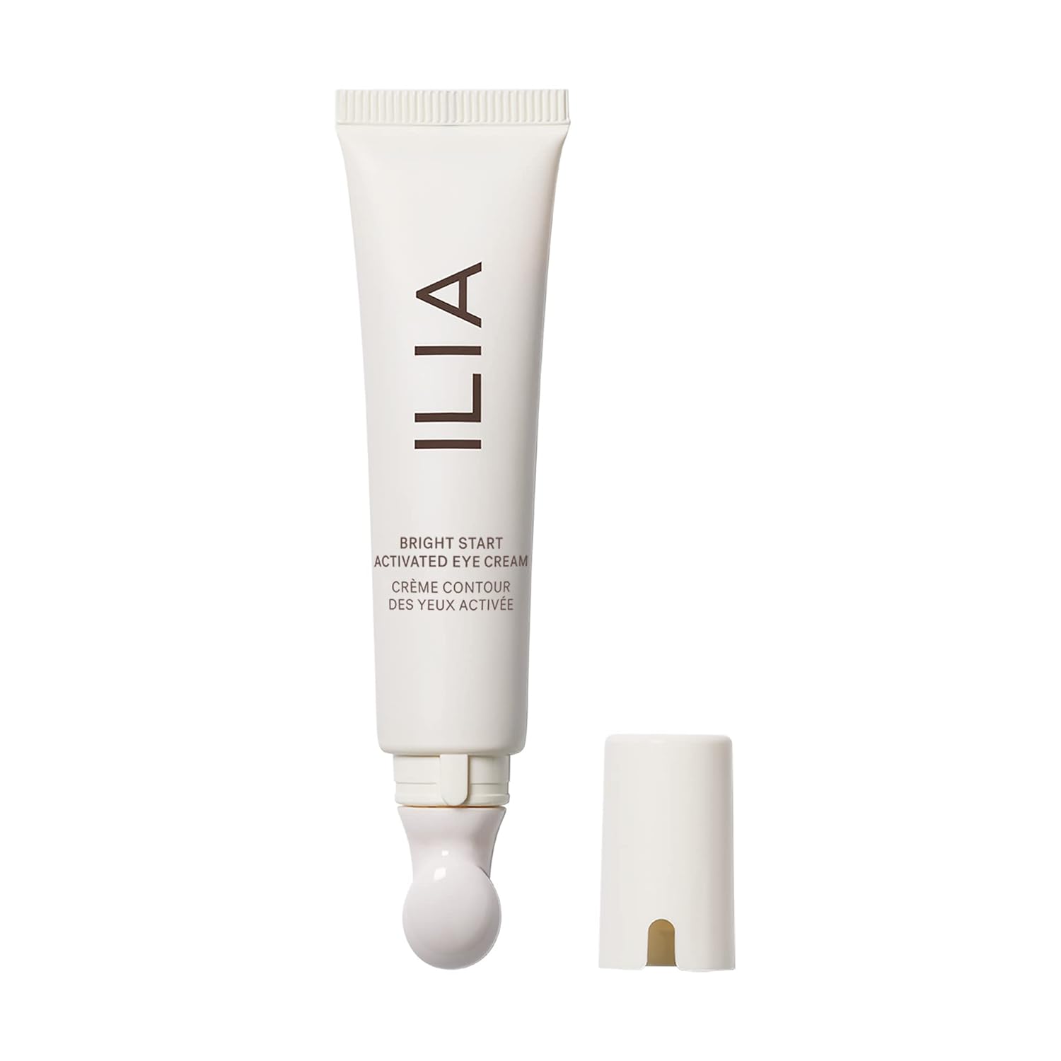 Ilia - Plant-Based Bright Start Activated Eye Cream With Massage Tool Tip | Weightless, Cooling, Help Reduce Puffiness + Fine Lines | Silicone-Free, Cruelty-Free, Vegan, Clean Beauty (0.5 Oz | 15 Ml)