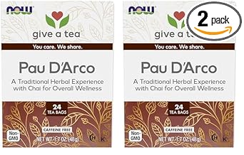 Now Foods, Pau D'Arco Tea, A Traditional Herbal Experience, Overall Wellness, Premium Unbleached Tea Bags With No-Staples Design, 24-Count (Pack Of 2)