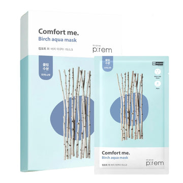 Make P:Rem Comfort Me. Birch Aqua Mask, Korean Facial Sheet Mask For Men And Women, Cooling & Hydrating Face Mask, No Artificial Fragrance,10 Sheets