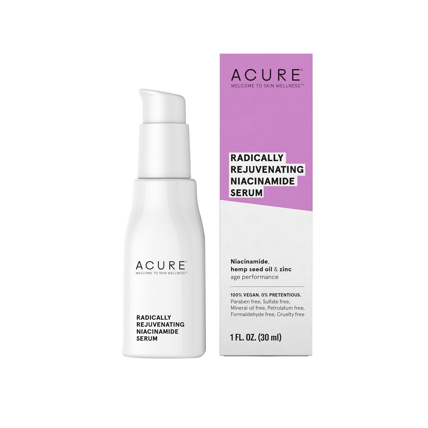 Acure Radically Rejuvenating Niacinamide Serum - Facial Anti-Aging Support Serum With Niacinamide, Hemp Seed Oil & Zinc Pca - Reduce Fine Line, Wrinkle & Minimize Pimple Or Breakout - 100% Vegan -30Ml