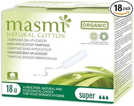 Masmi - Disposable Tampons Without Applicator, Super (18 Pack)