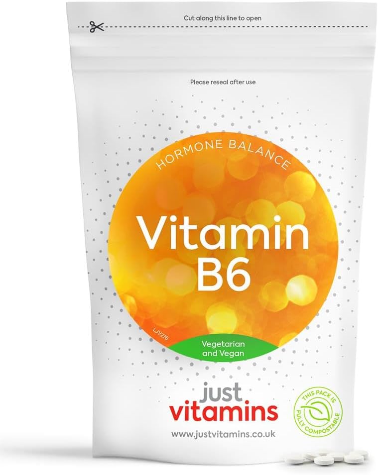 Just Vitamins, High Strength Vitamin B6 10Mg (180 Vegantablets) 6 Month Supply. Uk Made