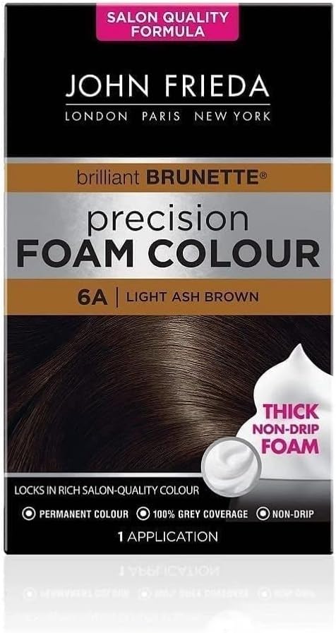 John Frieda Precision Foam Colour 6A, Salon Finish Hair Dye, 100 Percent Grey Coverage, Light Ash Brown : Amazon.co.uk: Beauty