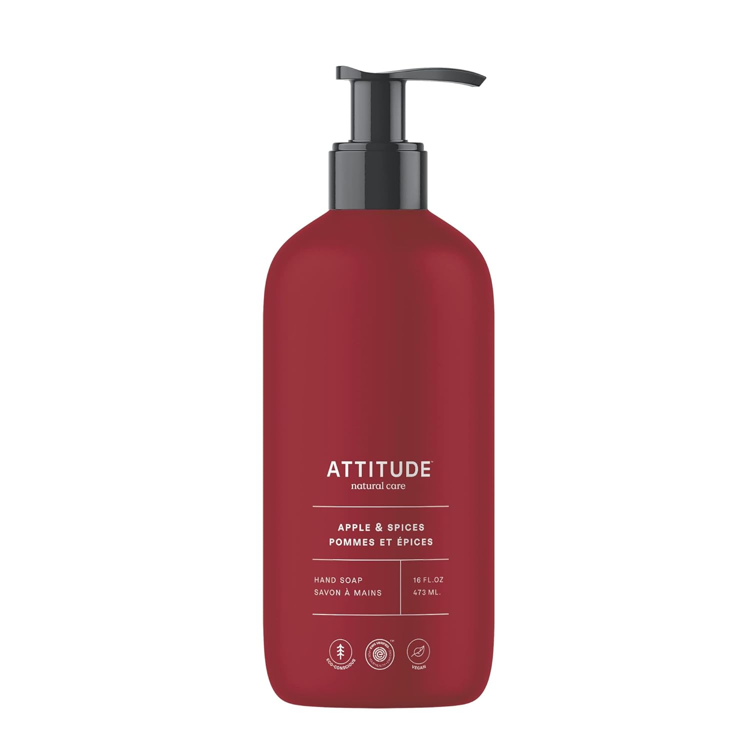 Attitude Liquid Hand Soap, Ewg Verified, Plant And Mineral-Based, Vegan Personal Care Products, Apple & Spices, 16 Fl Oz