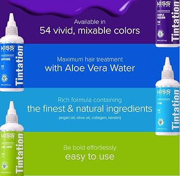 Red By Kiss Tintation Semi-Permanent Hair Color, Aloe Vera Water Based, Argan Oil, Olive Oil, Collagen & Keratin, Long-Lasting Color Dye (Pink Petal, 2 Pk, 5 Fl Oz)