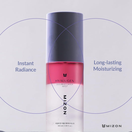 Mizon Hyalugen Double Layer Mist With Hyaluronic Acid And Marine Collagenyouthful Skin Spray Instant Glow Moisturizing Korean Skincare (3.38 Oz)