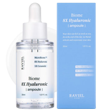 Raviel Biome 8X Hyaluronic Ampoule | Long-Lasitng Hydration & 5X Ceramide Barrier Serum For Sensitive Skin | Korean Skincare (1.01 Fl Oz)