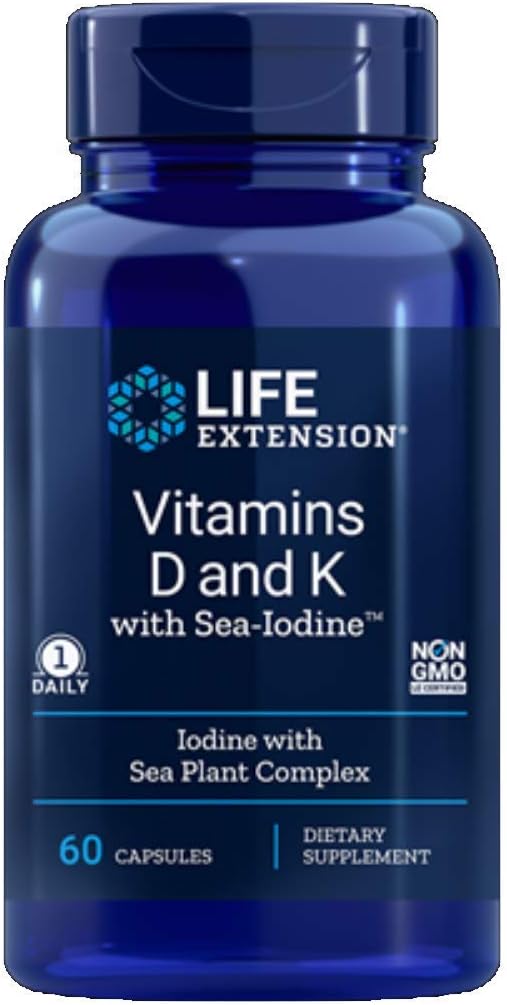 Life Extension Vitamins D and K with Sea-Iodine 60 Capsules (2 pack)