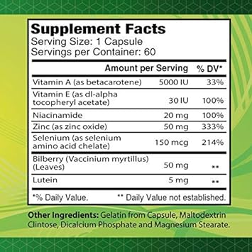 ALFA VITAMINS Vision Support 60 Capsules - Nutritional Support for Healthy Eyes