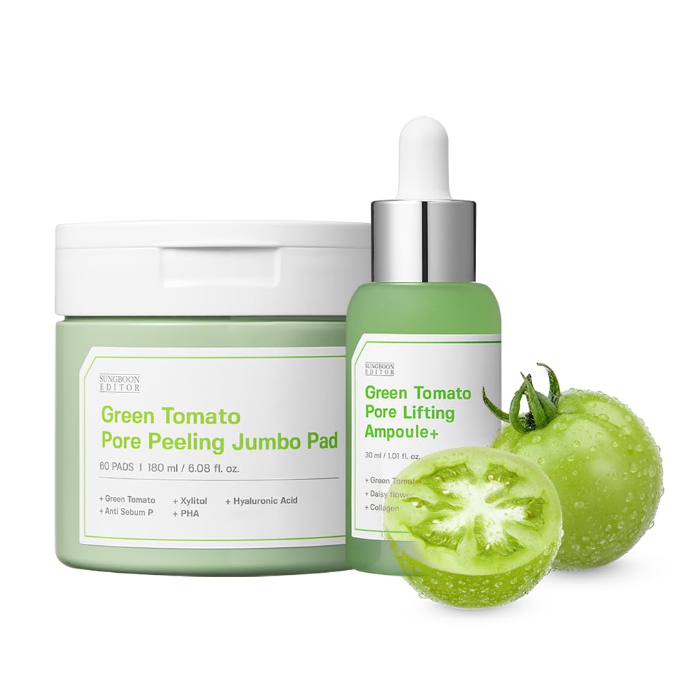 Sungboon Editor Firming Duo: Green Tomato Pore Peeling Jumbo Pad & Lifting Ampoule