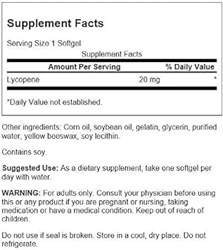 Swanson Lycopene-Natural Men's Health Supplement Promoting Prostate & Heart Health, Supports Blood Pressure Within a Normal Range (60 Softgels)