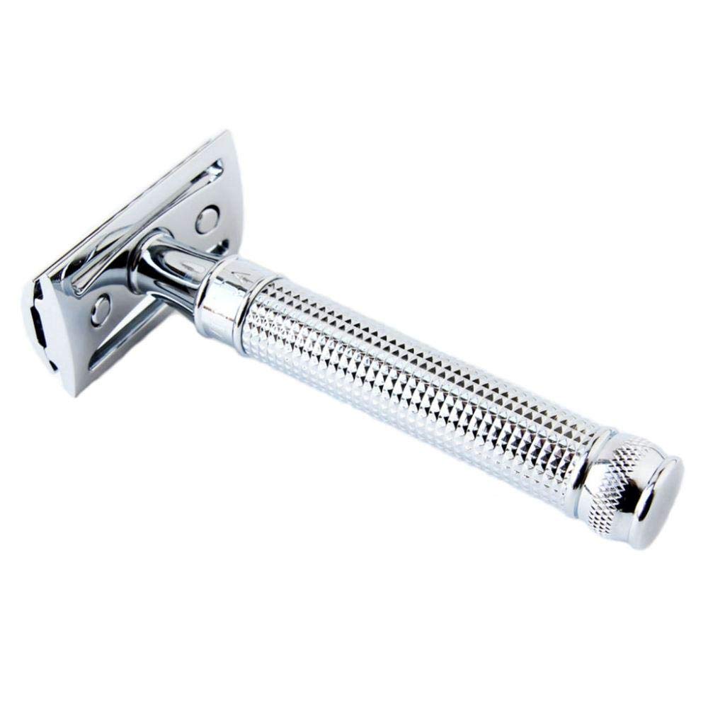 Edwin Jagger Double Edge Safety Razor With Long Handle (Blue) (Chrome Laser 3D Diamond) : Beauty & Personal Care