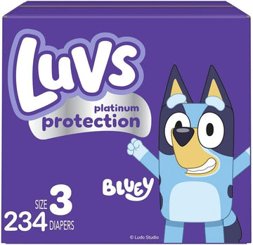 Luvs Platinum Protection Bluey Baby Diapers, Size 3, 234 Count, Disposable Baby Diapers (Packaging May Vary)