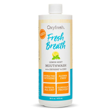Premium Oxyfresh Lemon Mint Fresh Breath Mouthwash – Oral Rinse for Bad Breath – SLS & Fluoride Free Mouthwash – Alcohol Free, Gentle Non Burning Mouthwash with Xylitol & Essential Oils, 16 oz