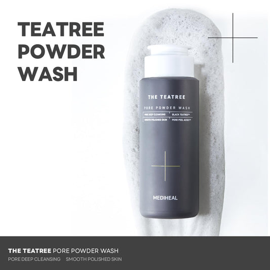 Mediheal Teatree Pore Powder Wash (1.76 Oz) - Mild Pore Deep Cleanser With Gentle And Rich Salicylic Bubbles To Remove Blackhead