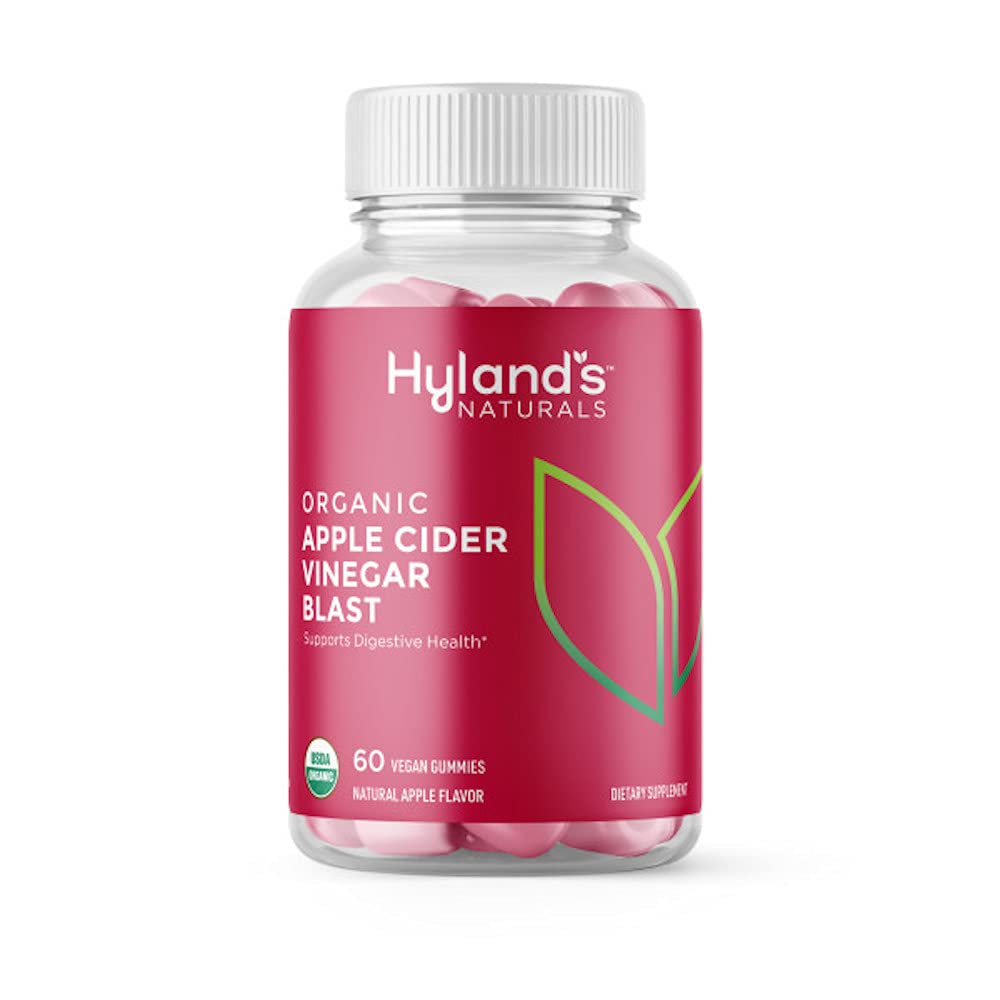 Hyland's Naturals Organic Apple Cider Vinegar Blast Gummies, Digestive Health Support, 60 Vegan ACV Gummies (30 Days)