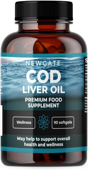 Cod Liver Oil 90 Softgels 1000Mg | High Strength Nutritional Supplement For Men & Women | Vitamin A 800µg - Vitamin D 5µg | Heart & Immunity Support | Gmo Free