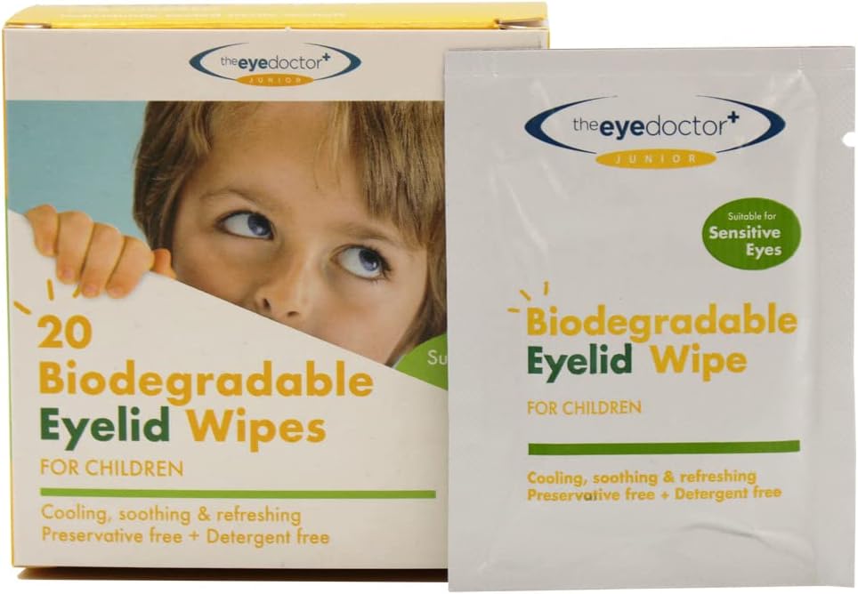 The Eye Doctor Junior Eyelid Wipes - 20X Individually Wrapped Kids Eye Lid Cleansing Wipes - Daily Hygiene & Dry Eye Relief - Suitable For Children'S Sensitive Eyes
