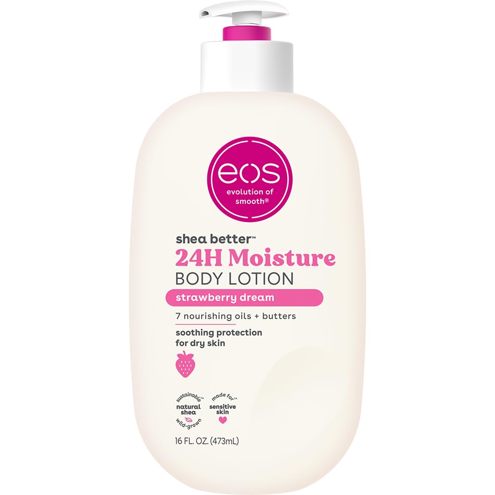Eos 24H Moisture Travel Body Lotion- Vanilla Cashmere, Travel Size Essential, Toiletries, Mini Body Lotion For Dry Skin, 2.5 Fl Oz