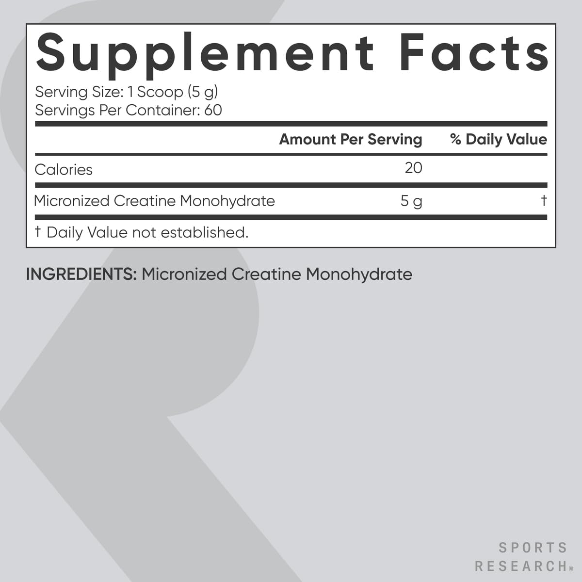 Sports Research Creatine Monohydrate - Gain Lean Muscle, Improve Performance and Strength and Support Workout Recovery - 5 g Micronized Creatine - 10.58 oz : Health & Household