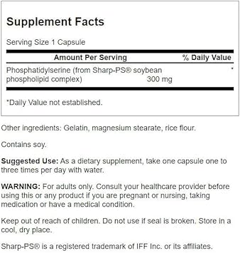 Swanson Phosphatidylserine Memory Brain and Cognitive Health Support Phospholipid Triple-Strength Complex Supplement 300 mg 30 Capsules