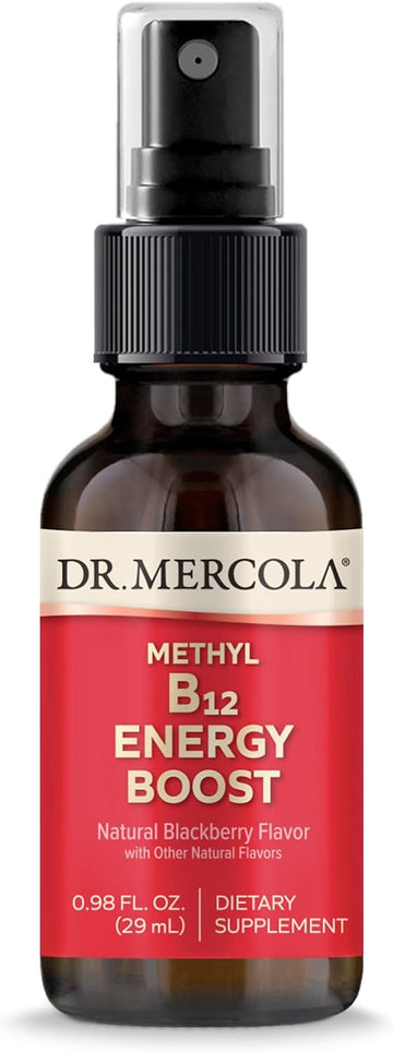 Dr. Mercola,Vitamin Methyl B12 Energy Boost Spray, 0.98 FL. oz (29 mL), (39 Servings), Supports Energy Levels, Helps Support Cognitive Health, Non GMO, Soy Free, Gluten Free