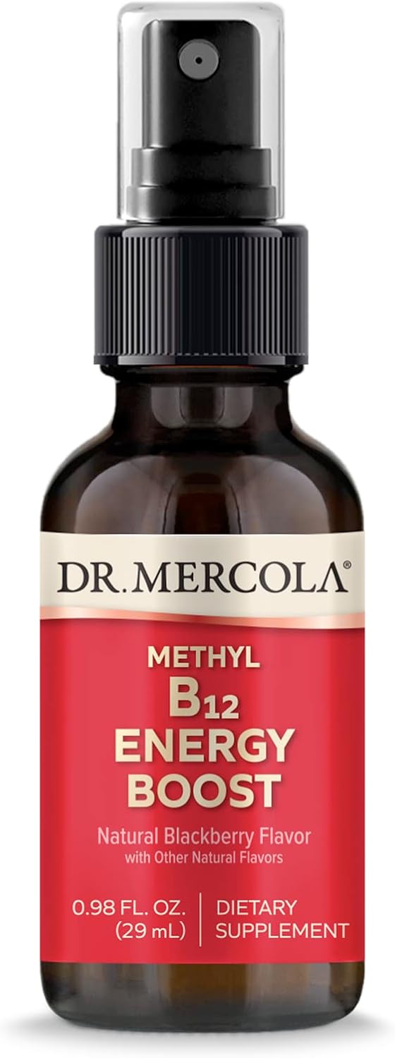 Dr. Mercola,Vitamin Methyl B12 Energy Boost Spray, 0.98 Fl. Oz (29 Ml), (39 Servings), Supports Energy Levels, Helps Support Cognitive Health, Non Gmo, Soy Free, Gluten Free