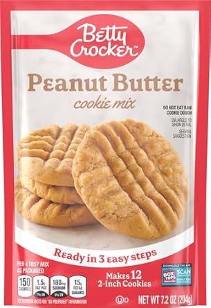 Betty Crocker Peanut Butter Cookie Mix, Makes Twelve (12) 2-Inch Cookies, 7.2 Oz