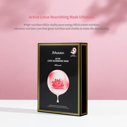 Jmsolution Active Lotus Nourishing Mask Ultimate - Korean Skincare Facial Mask - 10 Sheets For All Skin Type